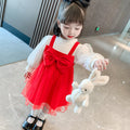 Winter Children's Clothing Spring And Autumn Bow Tie Skirt Two-piece Dress