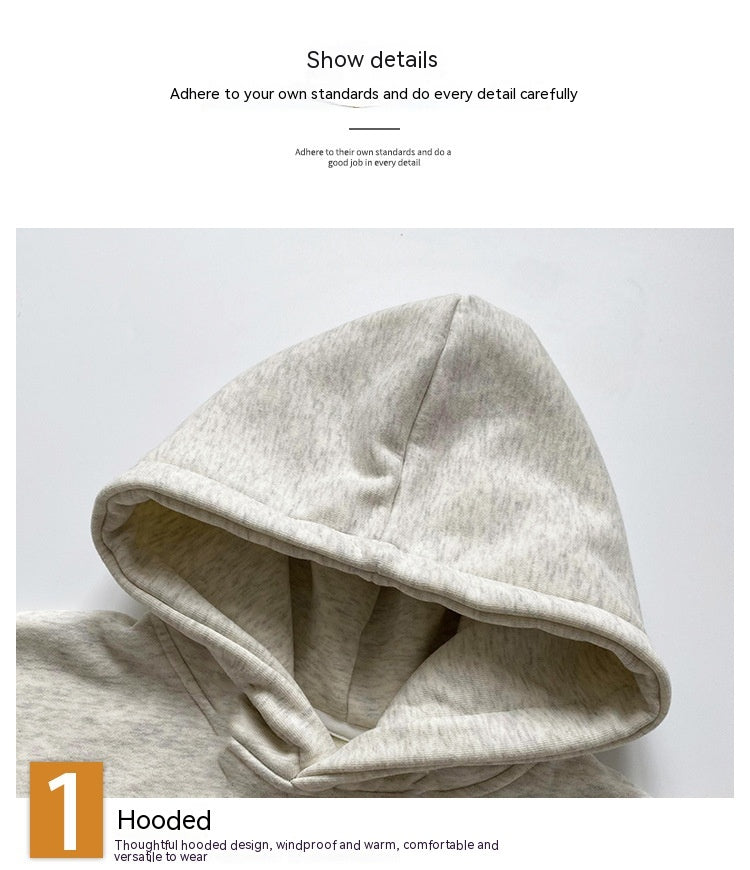 Fleece-lined Autumn And Winter Children's Clothing Thick Hooded Winter Clothes Sweatershirt