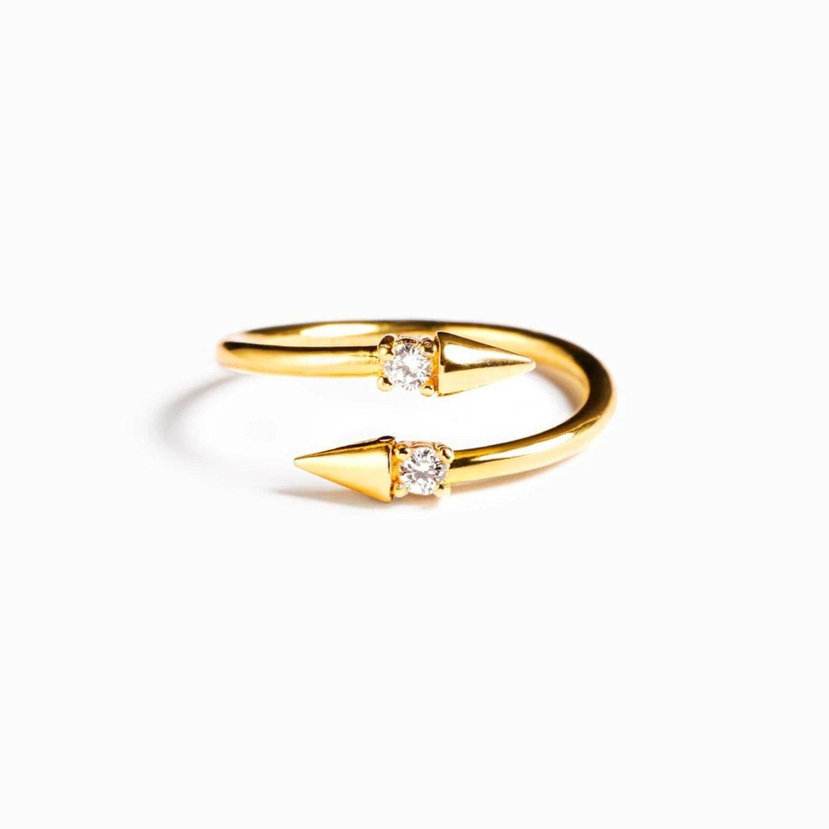 925 Sterling Silver Inlaid Zircon Bypass Ring for Women