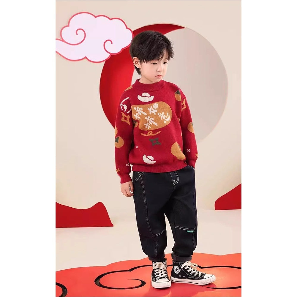 Autumn And Winter Clothing New Baby Red Sweater