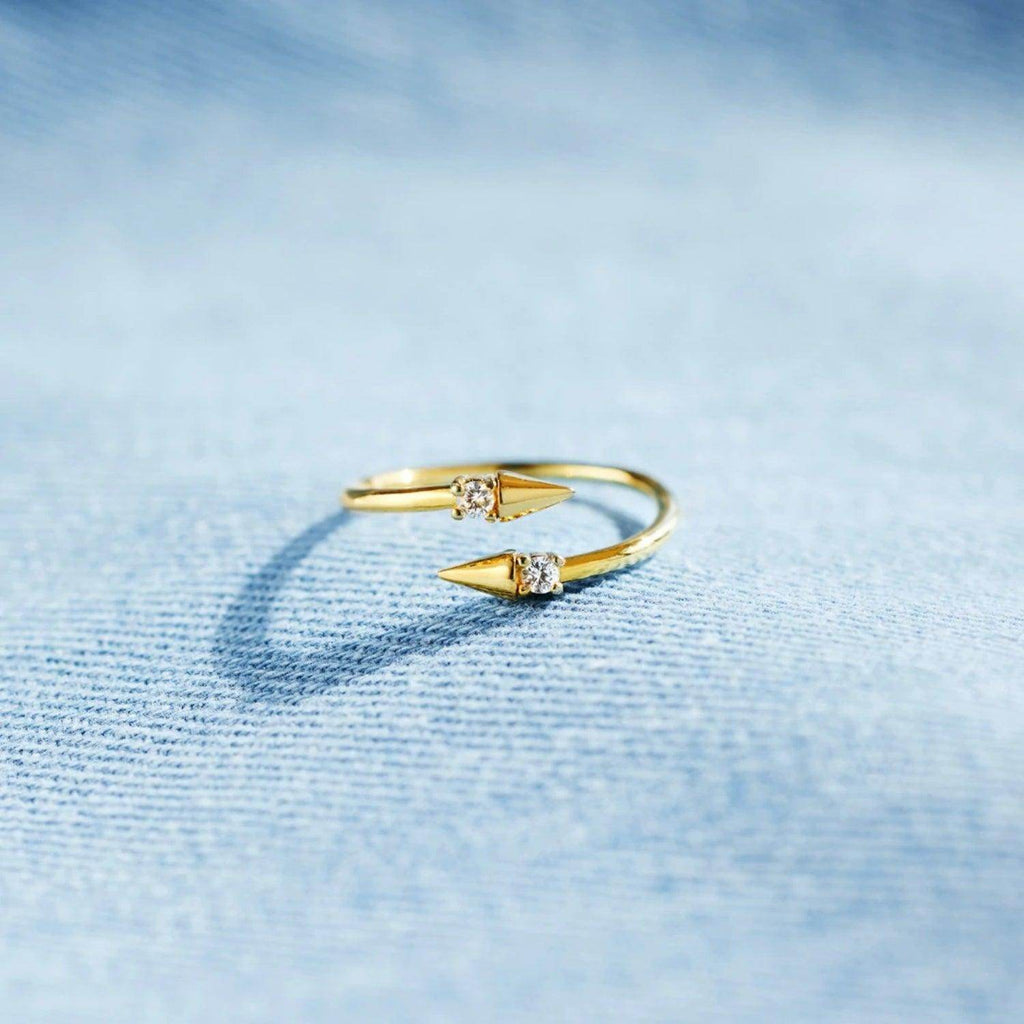 925 Sterling Silver Inlaid Zircon Bypass Ring for Women