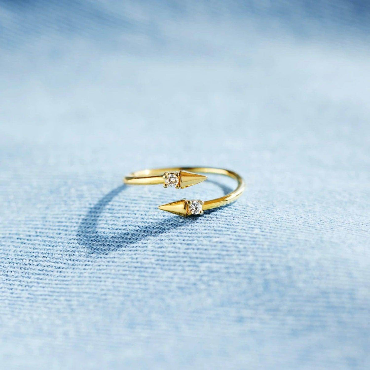 925 Sterling Silver Inlaid Zircon Bypass Ring for Women