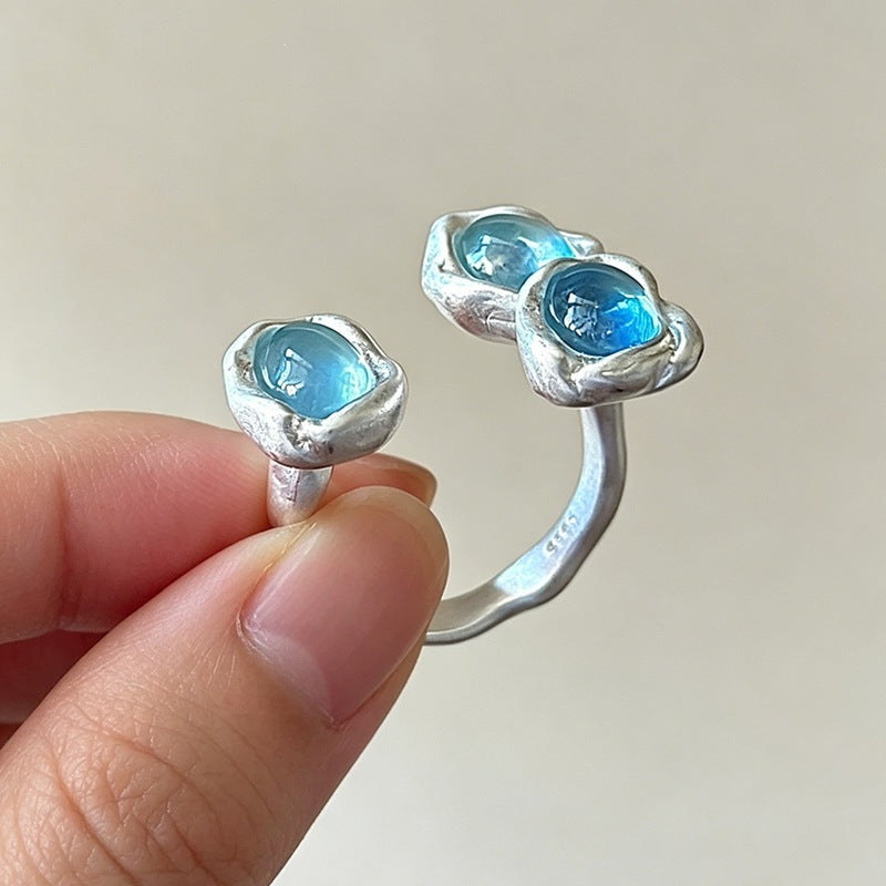 Niche Design Textured Silver-plated Matte Trendy Ring