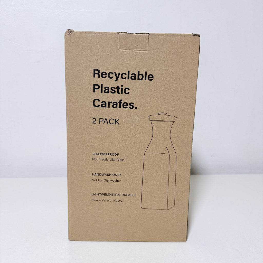Plastic Water Carafes with Flip Top Lids, 50 oz, Set of 2