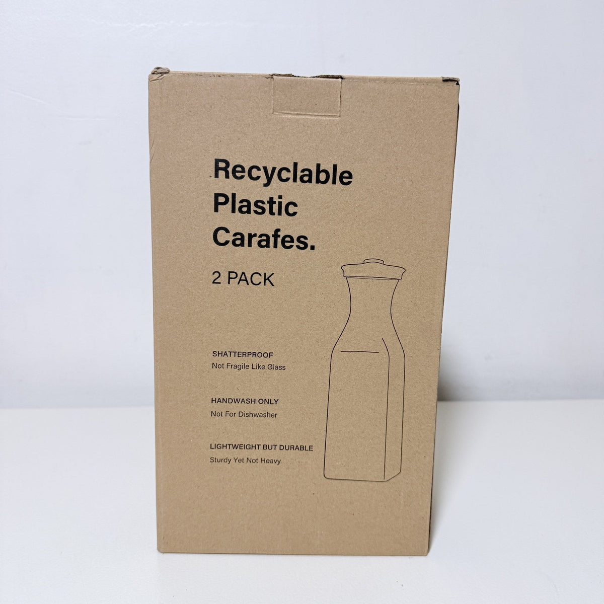 Plastic Water Carafes with Flip Top Lids, 50 oz, Set of 2