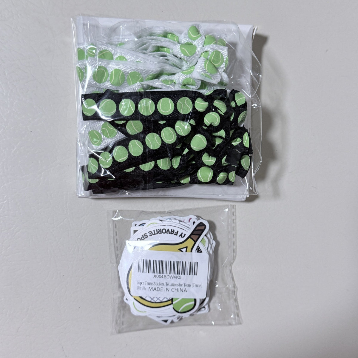 Tennis Hair Ties 20 Pcs and Tennis Stickers 50 Pcs, Party Favor Set