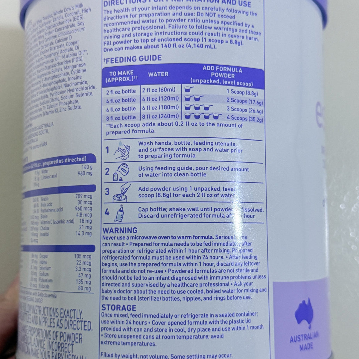 Bubs Essential Infant Formula with Iron, Cow Milk, 20 oz, BB 08/2027