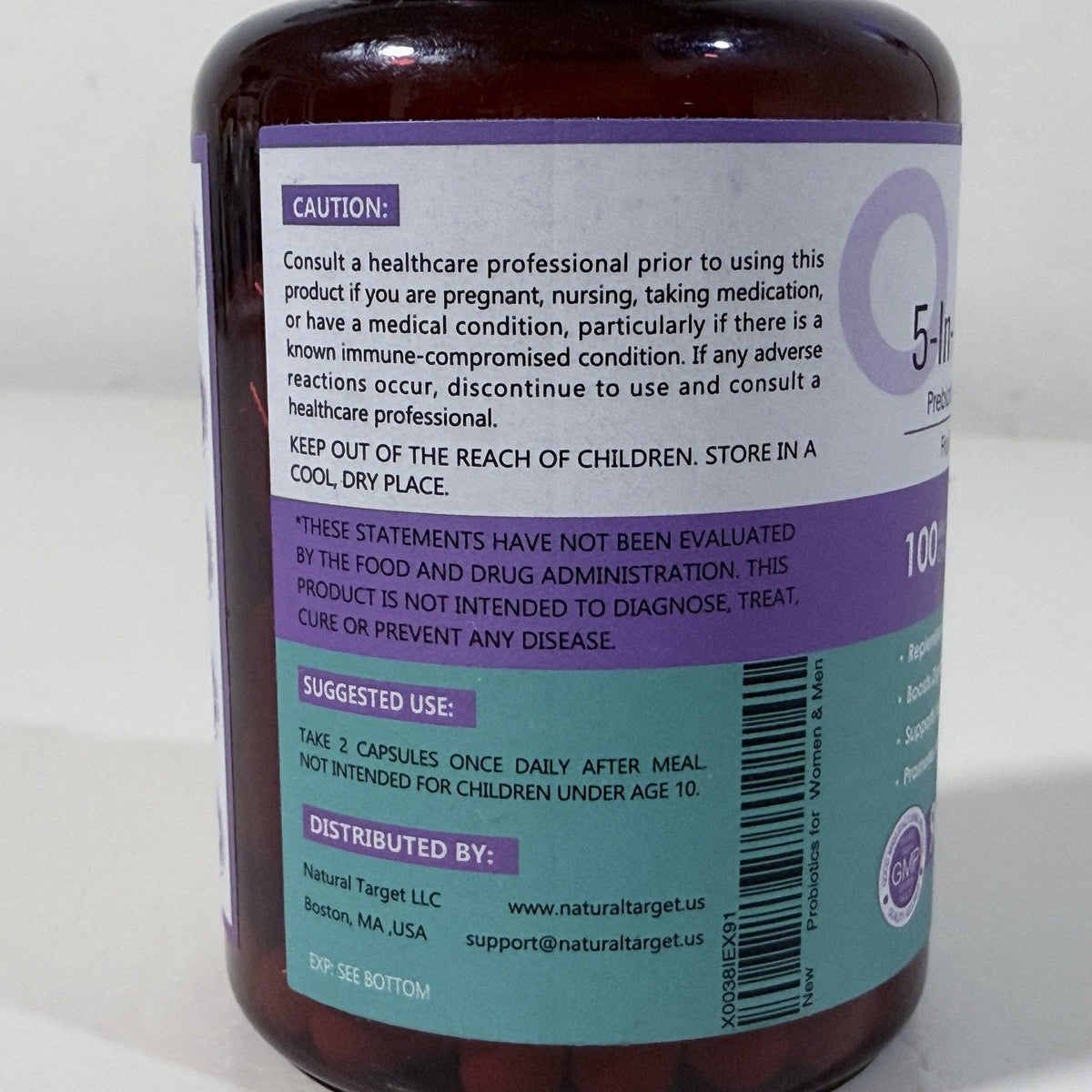 Nature Target 5-in-1 Probiotics 100 Billion CFU, 90 Caps, Exp 06/2028