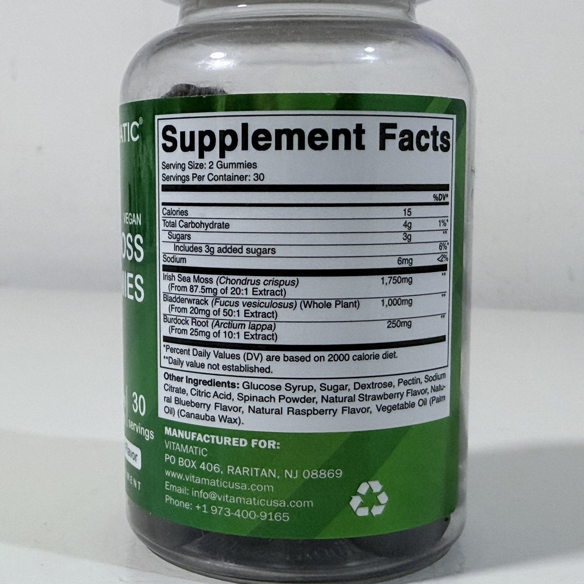 Vitamatic Vegan Sea Moss Gummies 3000 mg, 60 Count, Exp 10/2027