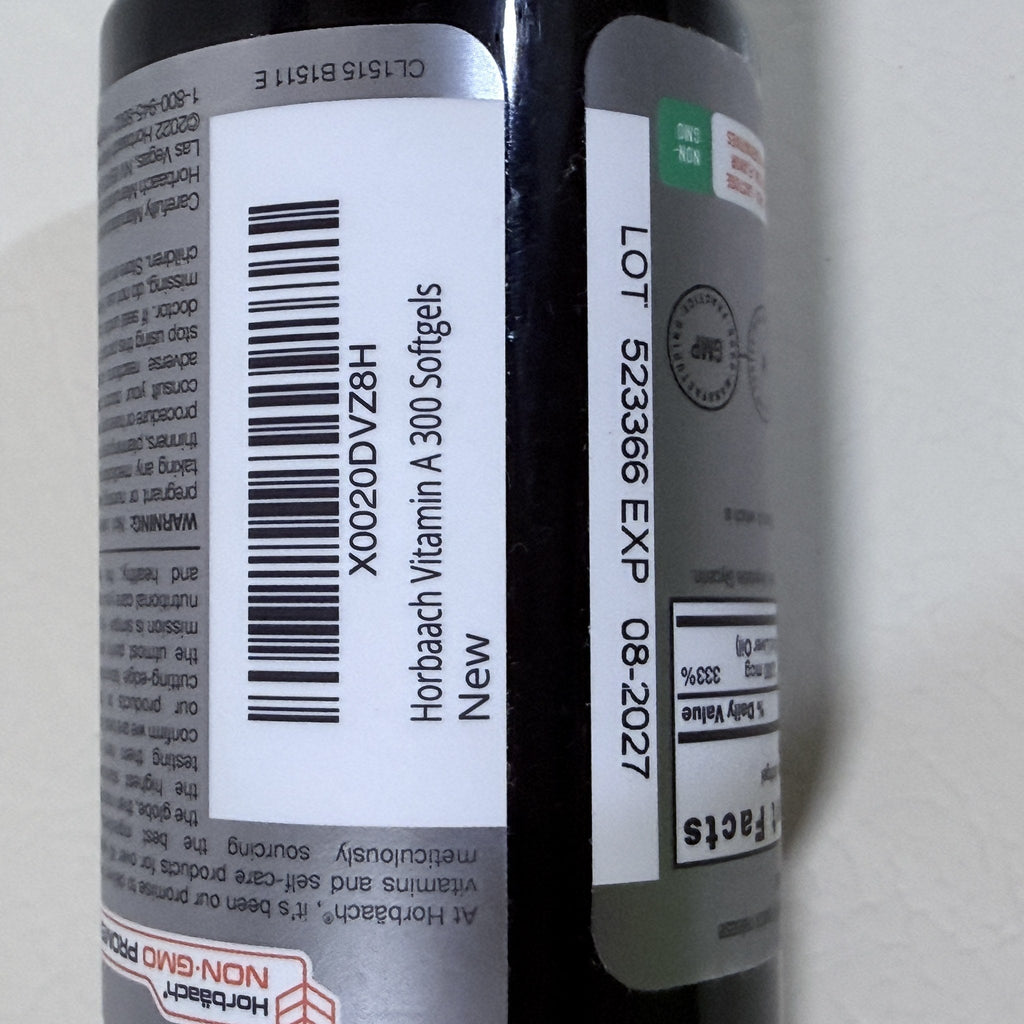 Horbaach Vitamin A 10,000 IU, 300 Softgels, Exp 08/2027