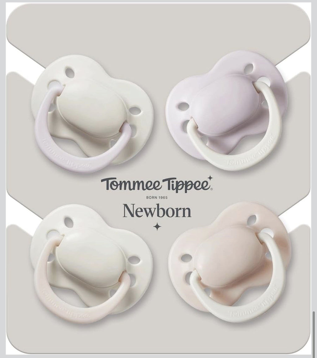 Tommee Tippee Newborn Pacifiers 0-2 Months, 4 Pack, Cream and Pink