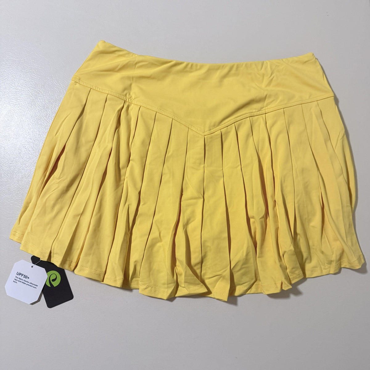 PINSPARK Pleated Tennis Skort with Pocket, Yellow, Women's XL