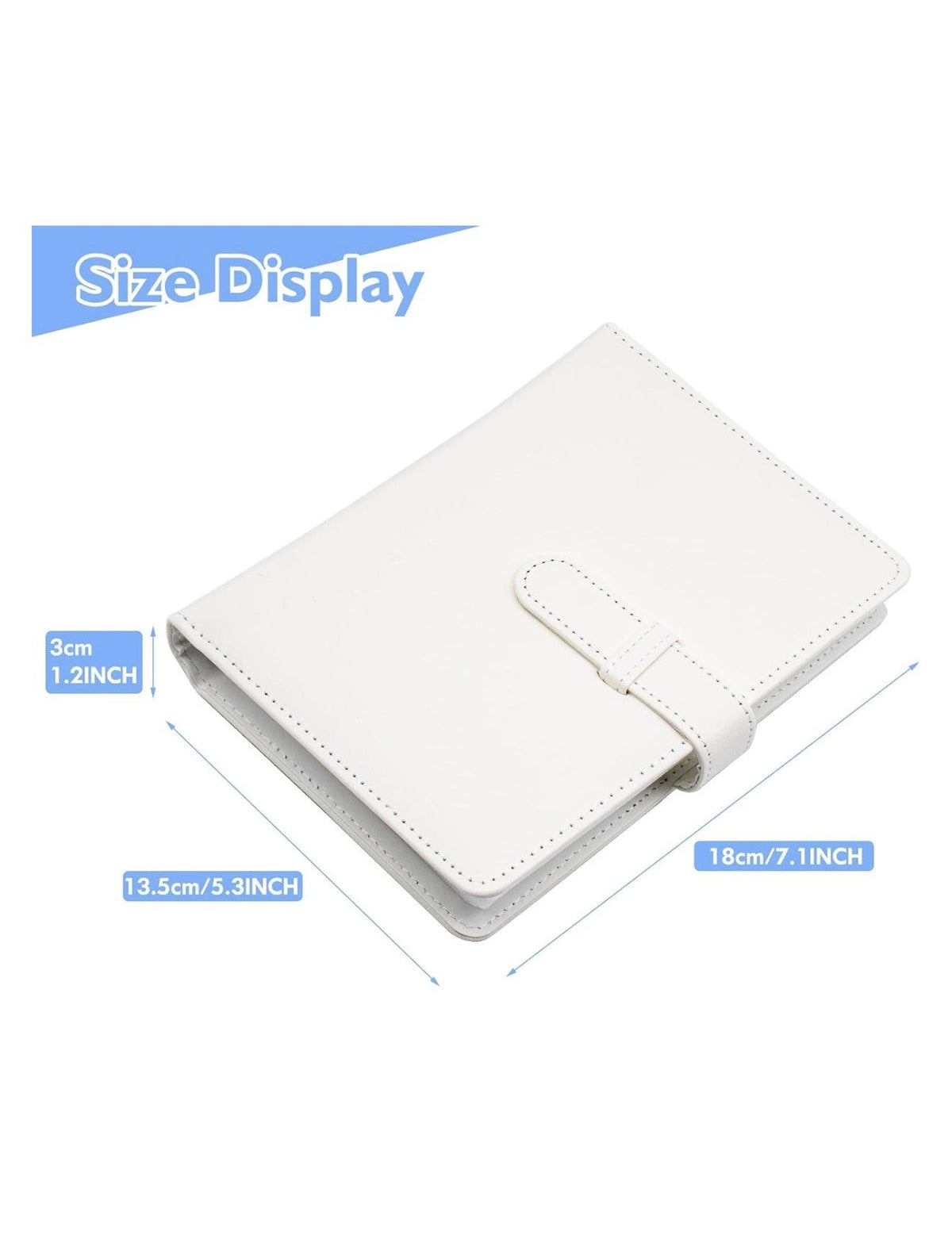 4x6 Photo Album, White Faux Leather with Snap Strap, Holds 68 Photos