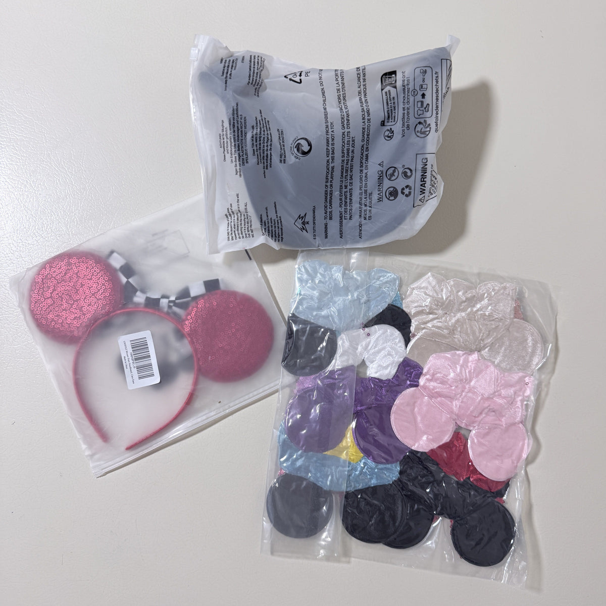 Sequin Mouse Ears Lot: Polka Dot Visor, Racing Ears and 6 Headbands