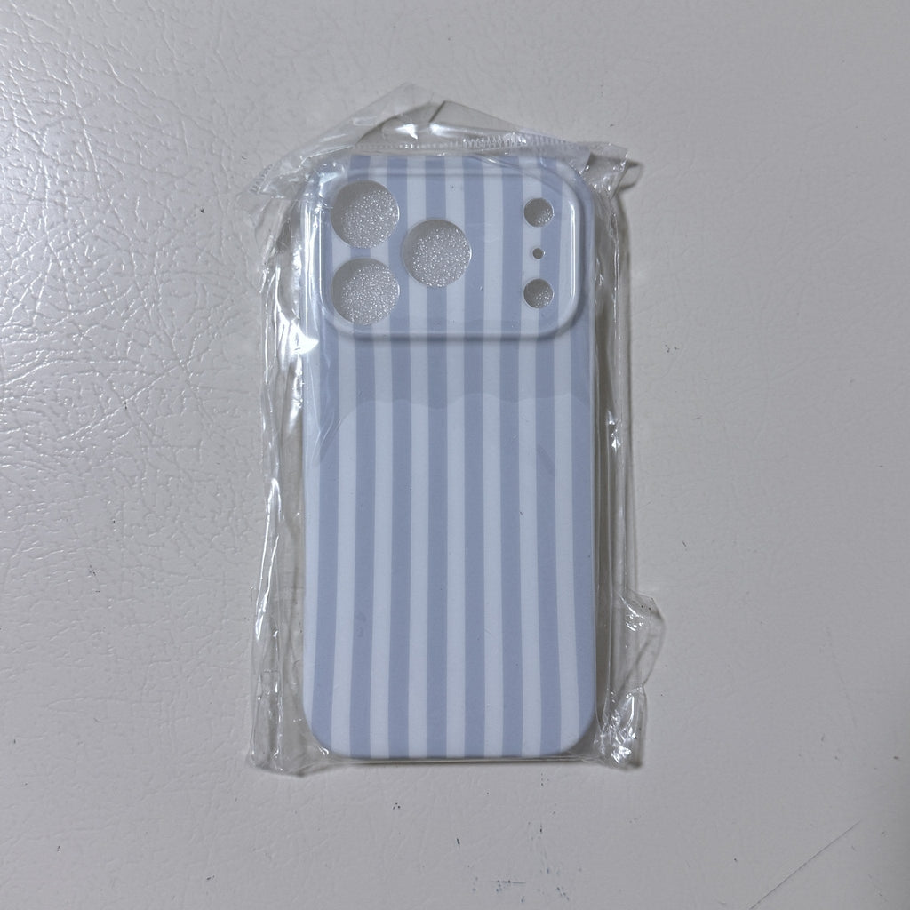 Light Blue Striped Phone Case for iPhone 17 Pro, Slim