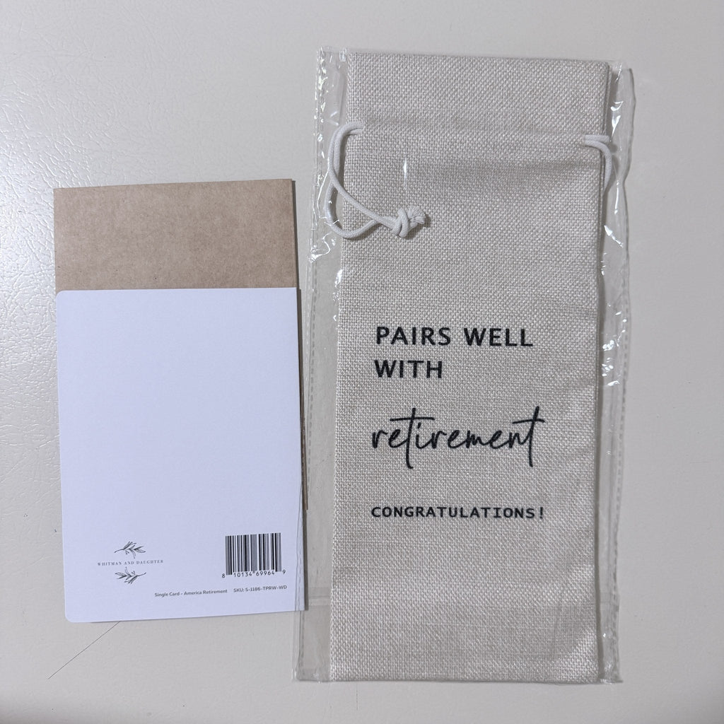 Happy Retirement Card and Pairs Well With Retirement Gift Bag Set