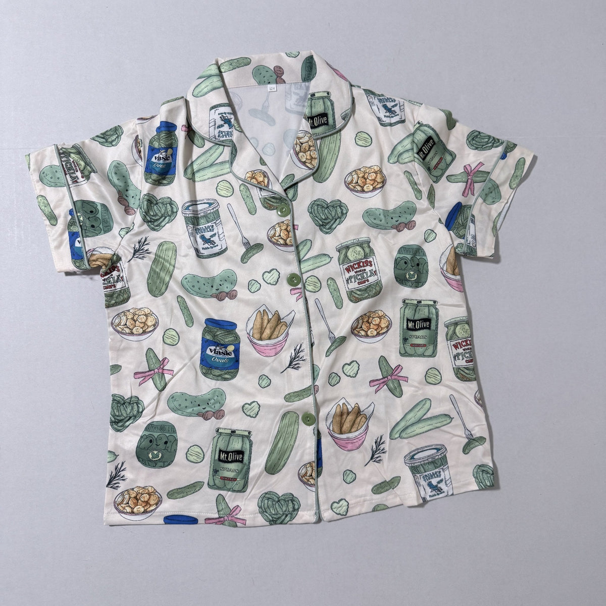 Girls Pickle Print Short Sleeve Pajama Set, Size 10