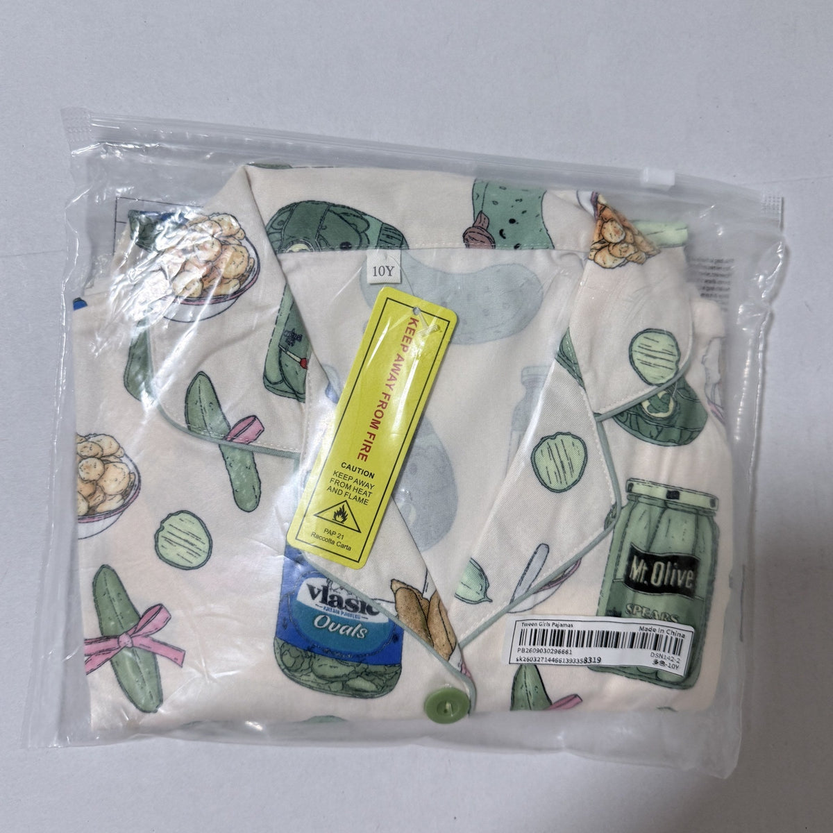 Girls Pickle Print Short Sleeve Pajama Set, Size 10