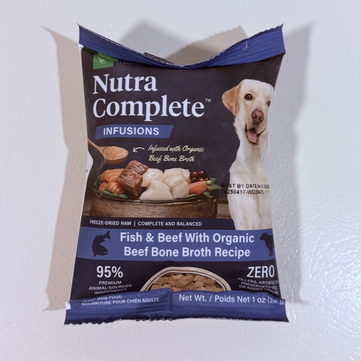 Nutra Complete Infusions Fish & Beef Dog Food 1 oz Lot of 2 BB 04/2027