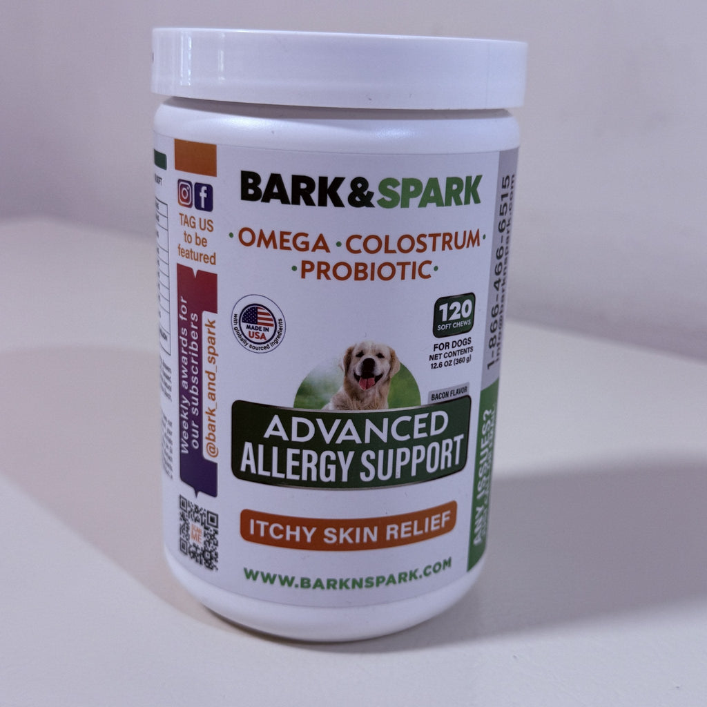 Bark&Spark Omega Colostrum Probiotic Dog Chews 120 Count BB 08/2028