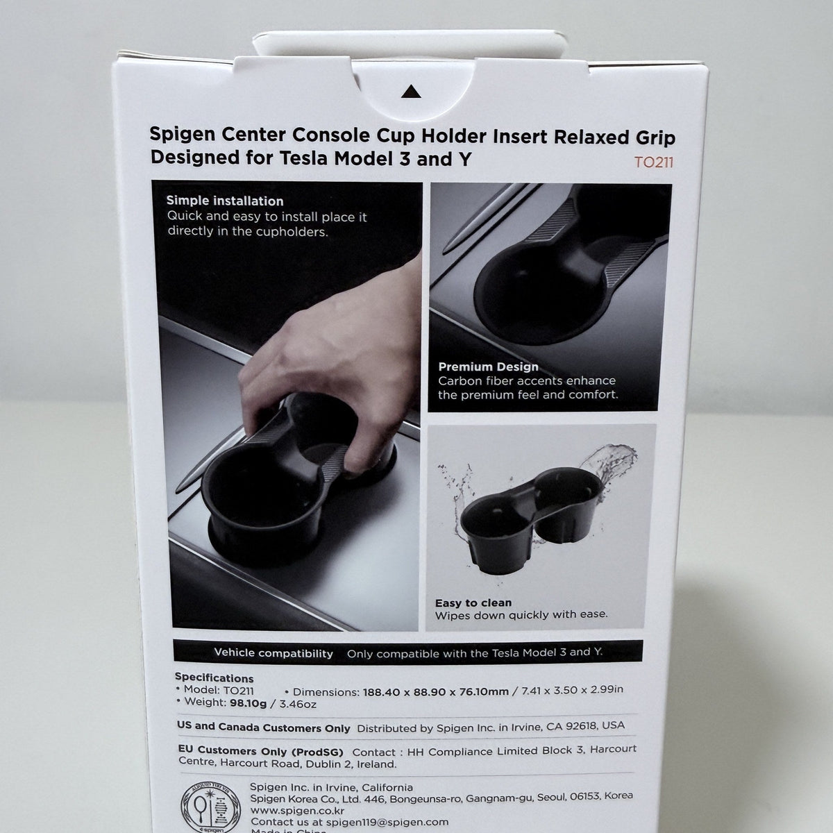 Spigen TO211 Cup Holder Insert for Tesla Model 3 and Model Y Black