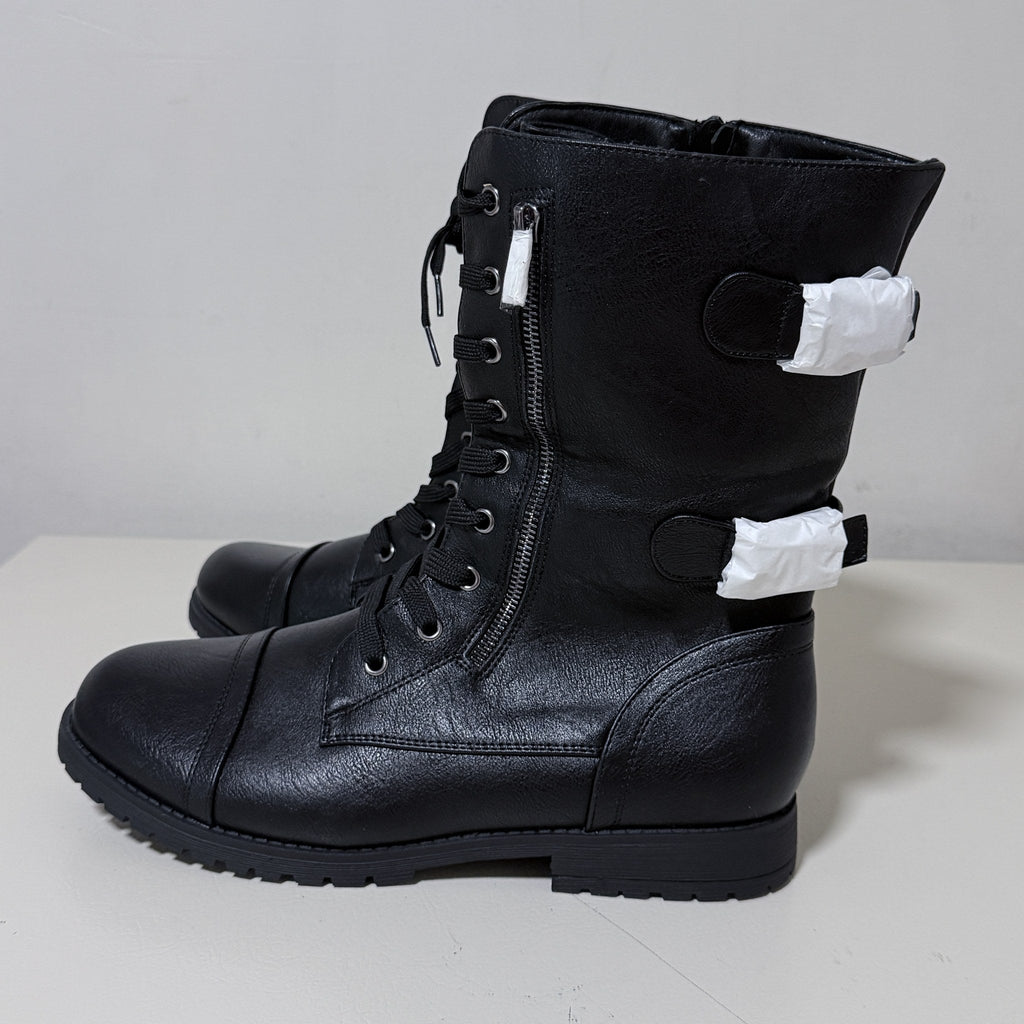 Dream Pairs Terran Black Lace-Up Combat Boots Women's 12 Mid Calf