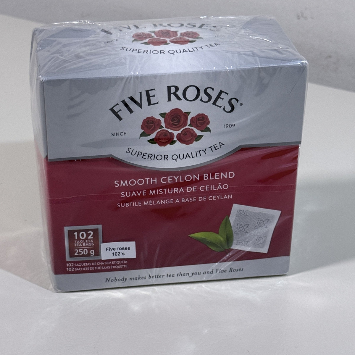 Five Roses Ceylon Blend Black Tea, 102 Tagless Tea Bags, BB 02/2027
