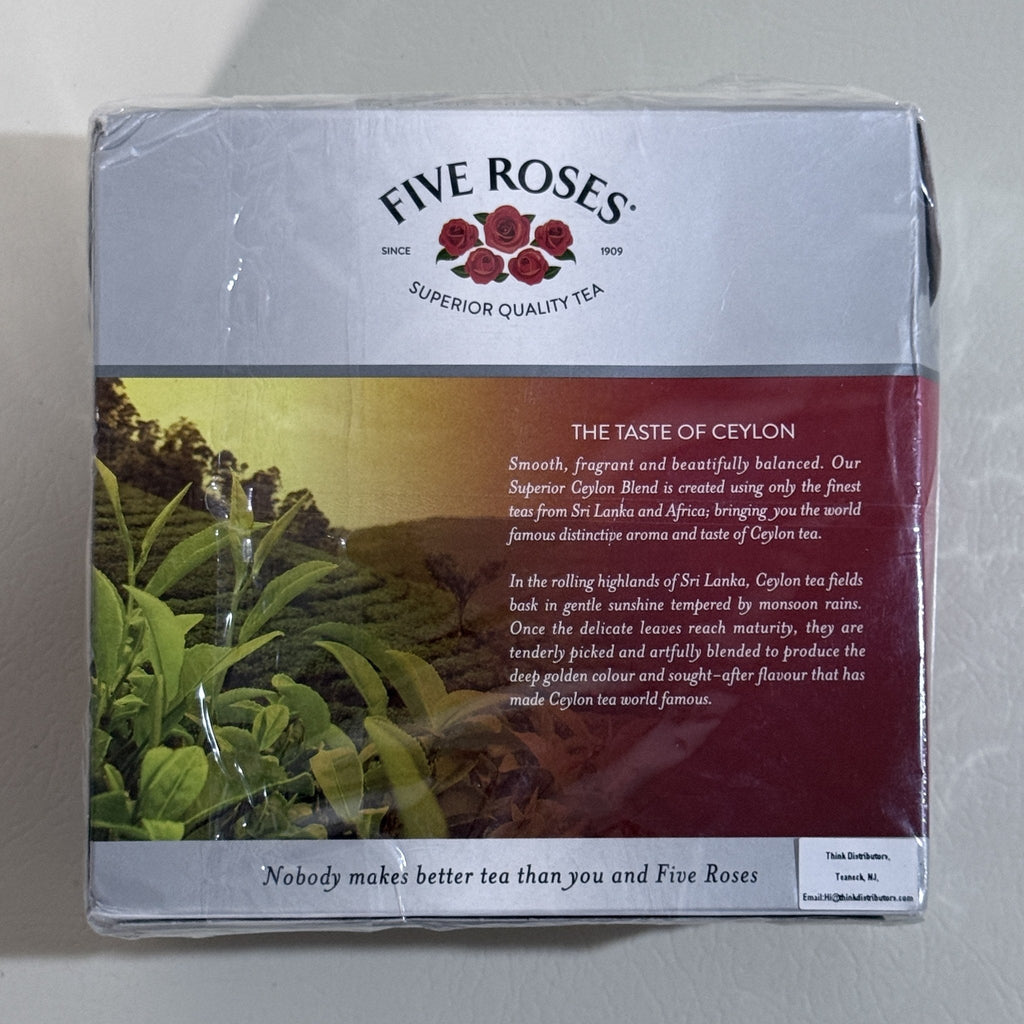 Five Roses Ceylon Blend Black Tea, 102 Tagless Tea Bags, BB 02/2027