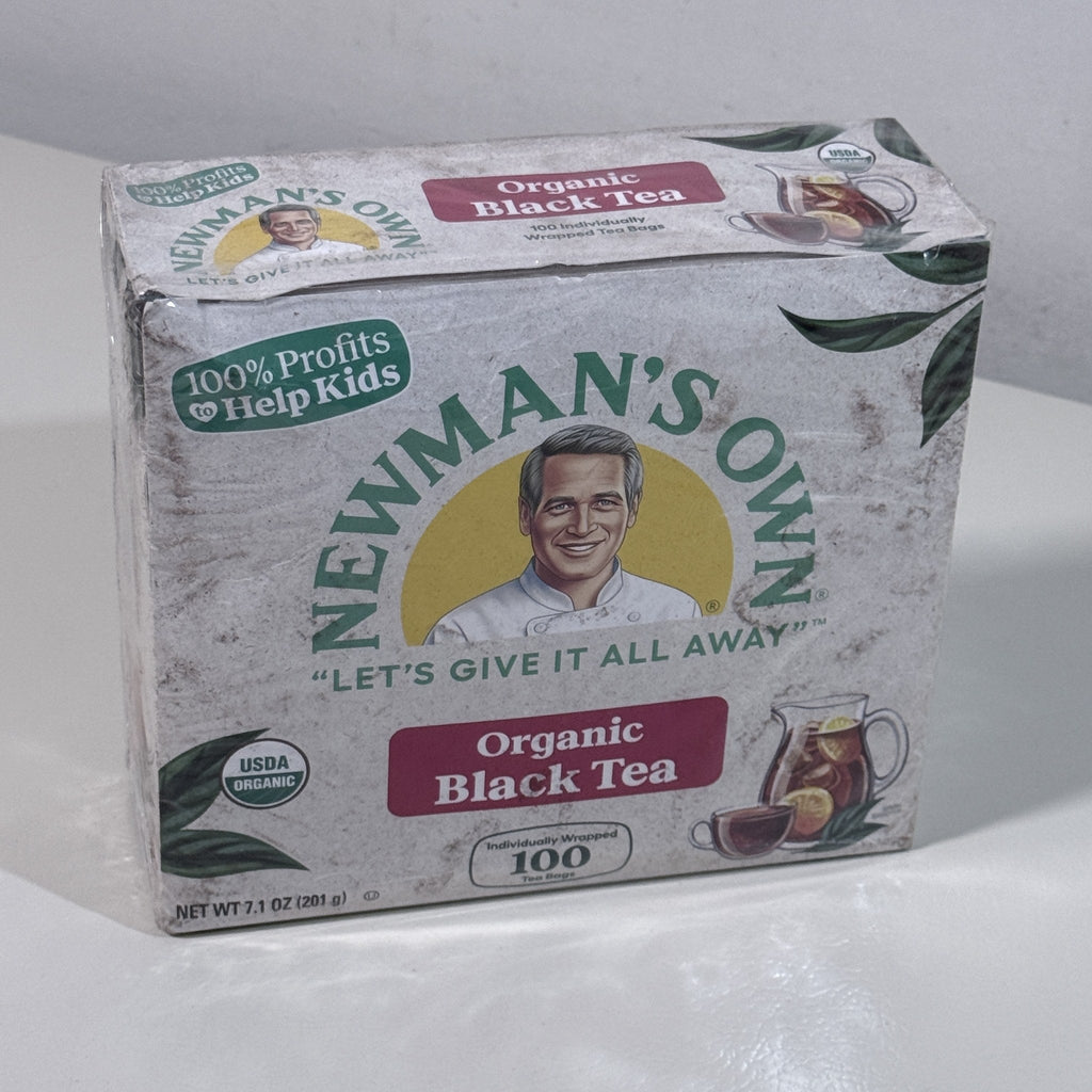 Newman's Own Organic Black Tea, 100 Wrapped Tea Bags, BB 05/2028