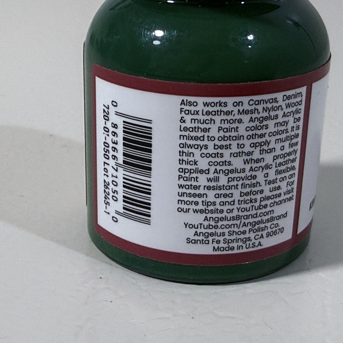 Angelus Acrylic Leather Paint, Green, 1 fl oz