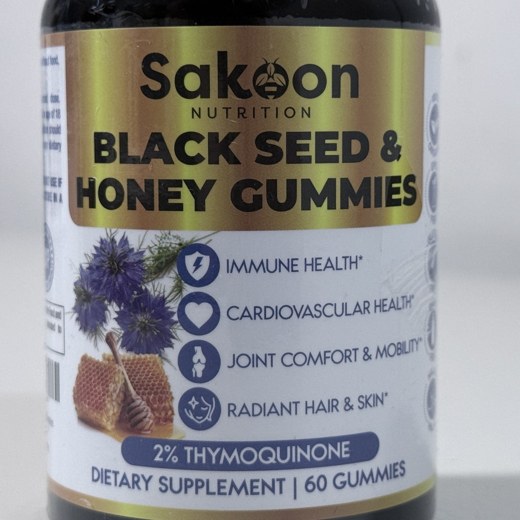 Sakoon Nutrition Black Seed & Honey Gummies, 60 Count, Exp 04/2028