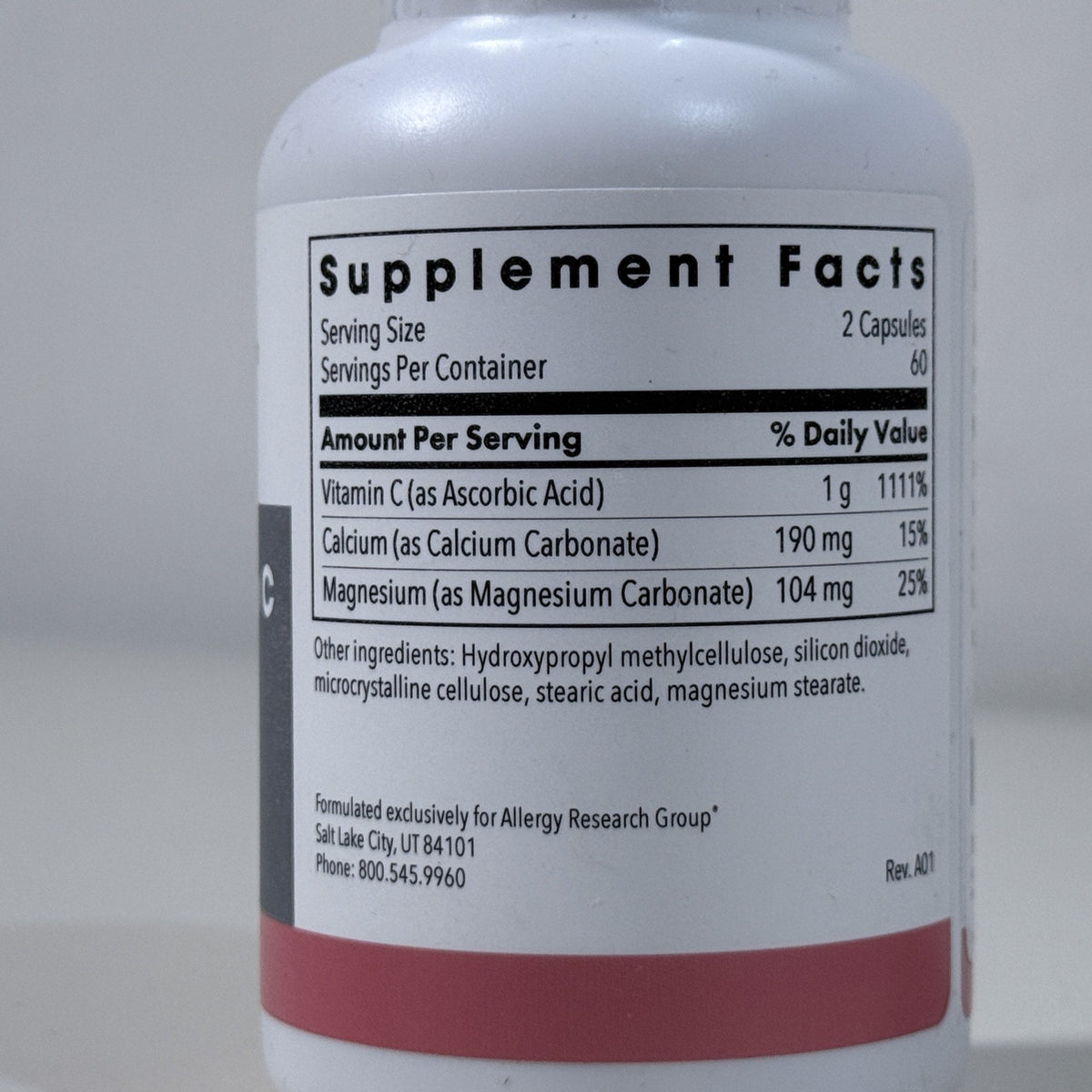Allergy Research Group Buffered Vitamin C, 120 Capsules, Exp 06/2029