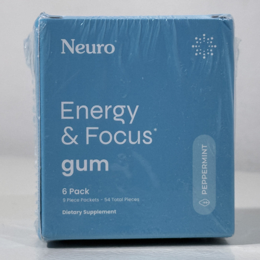 Neuro Energy & Focus Gum, Peppermint, 6 Pack, 54 Pieces, Exp 04/2027