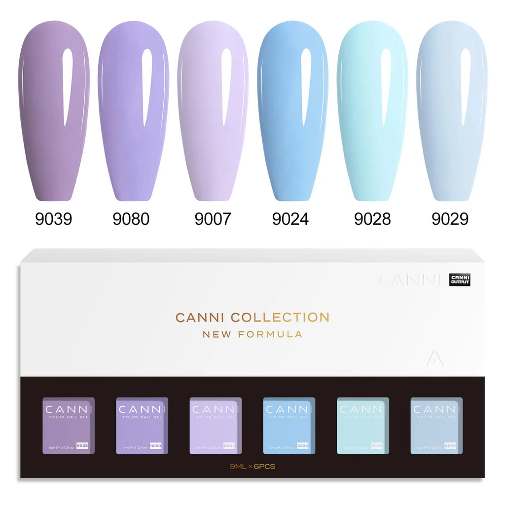 6pcs*9ml CANNI HEMA FREE Nail Gel Polish Set Gorgeous Color Semi Permanent Pigmented Painting Gel Soak off UV LED Gel Nails Kit