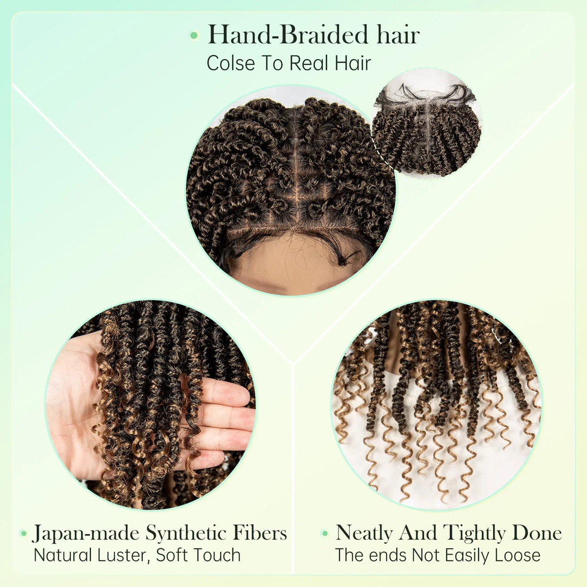 14Inch Full Lace Braided Wigs Synthetic Lace Frontal Twisted Braids Wigs with Baby Hair Knotless Box Braids Wig for Black Women