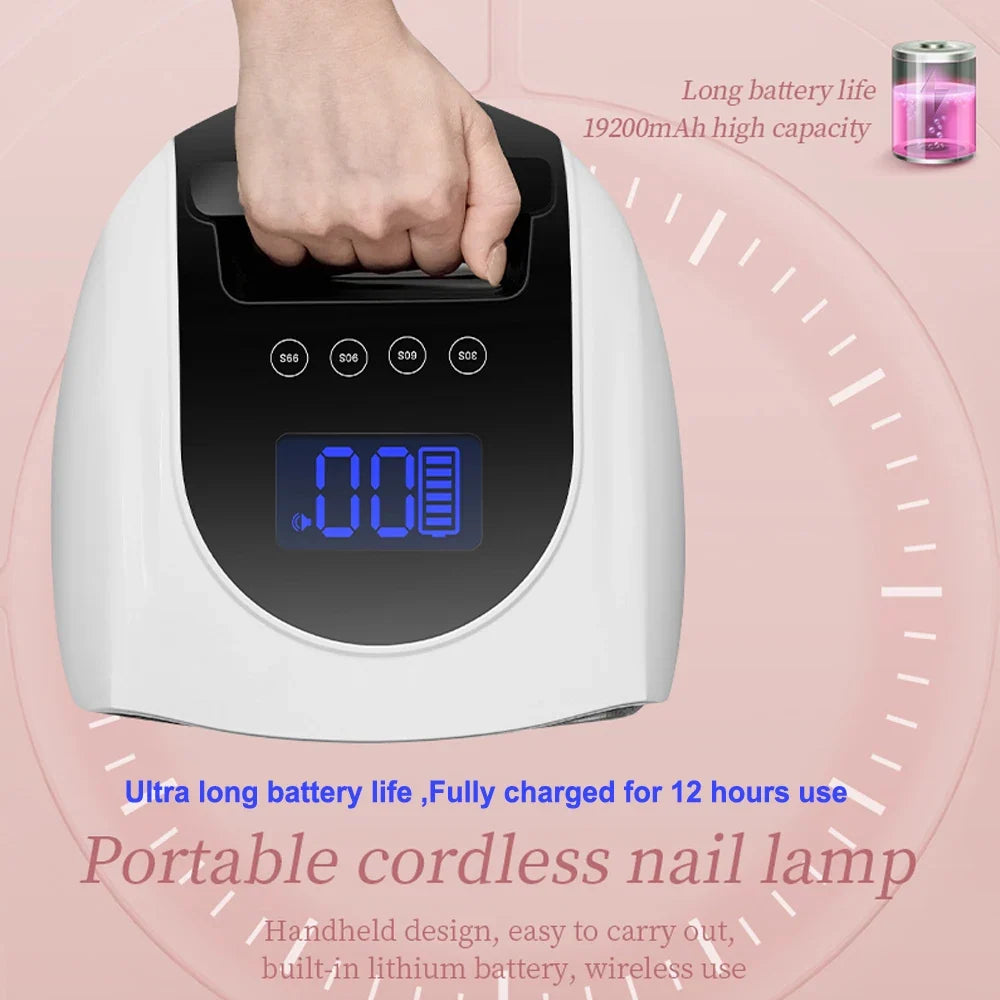 Rechargeable 96W Nail Lamp with Mirror Reflective Base Gel Polish Dryer Manicure Machine UV Light for Nails Nail UV LED Lamp