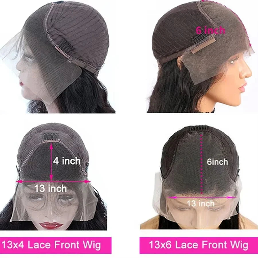 Natural Black Body Wave HD Lace Front Wig, Ships from US
