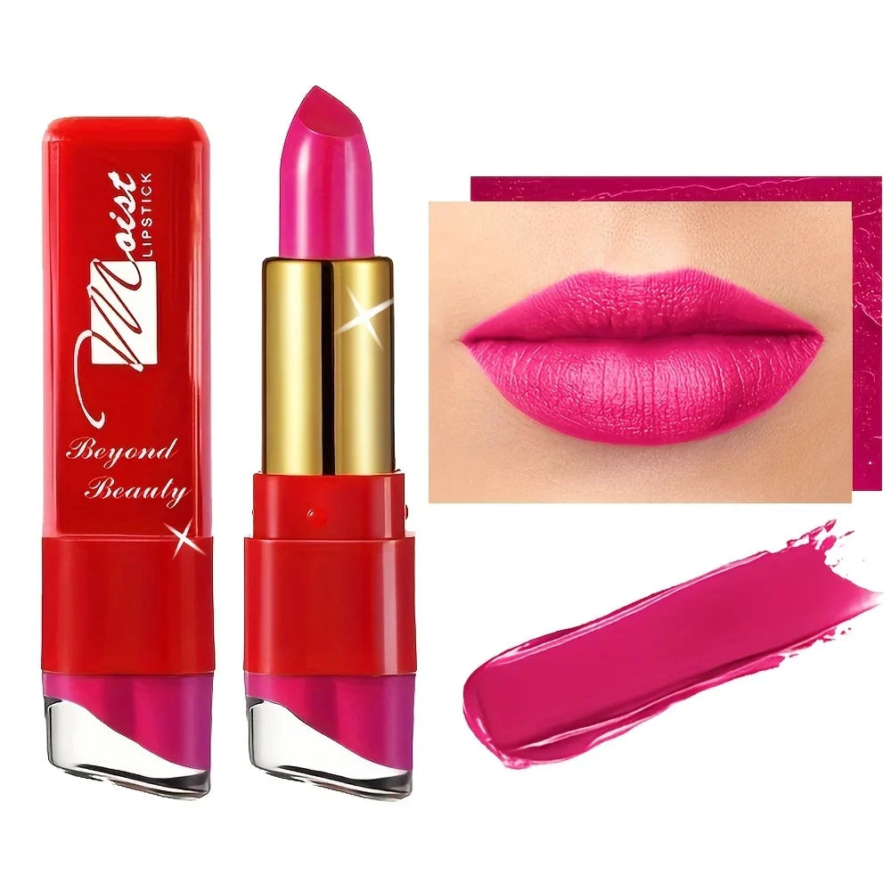 12 Colors Creamy Moisturizing Lipstick, Long Lasting Lipstick Leaning Tower Women and Schoolgirl Makeup Beginners Lip Makeup