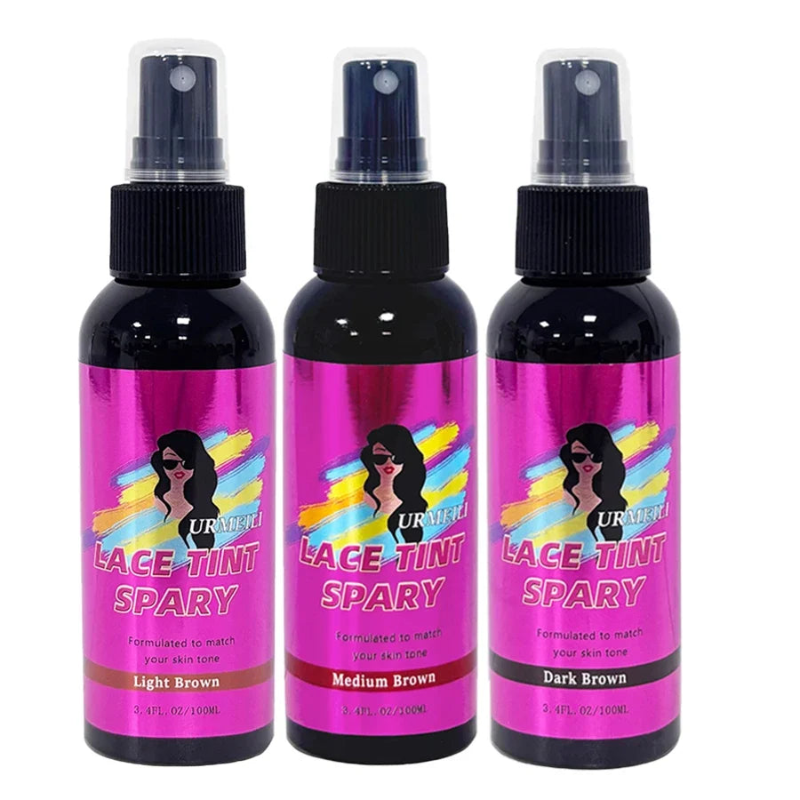100ML Waterproof Lace Tint Spray Concealer Mousse Melting for Wigs Lace Closure Front Toupees Edge Control Hair Makeup