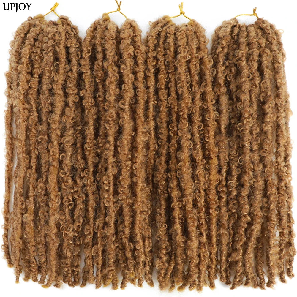 14 12 inch Butterfly Faux Locs Crochet Hair Braids Pre looped Distressed Goddess Butterfly Soft Locs Crochets Braids Cheveux Lok