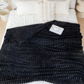 1pc solid color thick wide stripe multifunctional blanket, can be used as bed sheet covering blanket, nap blanket, pet blanket