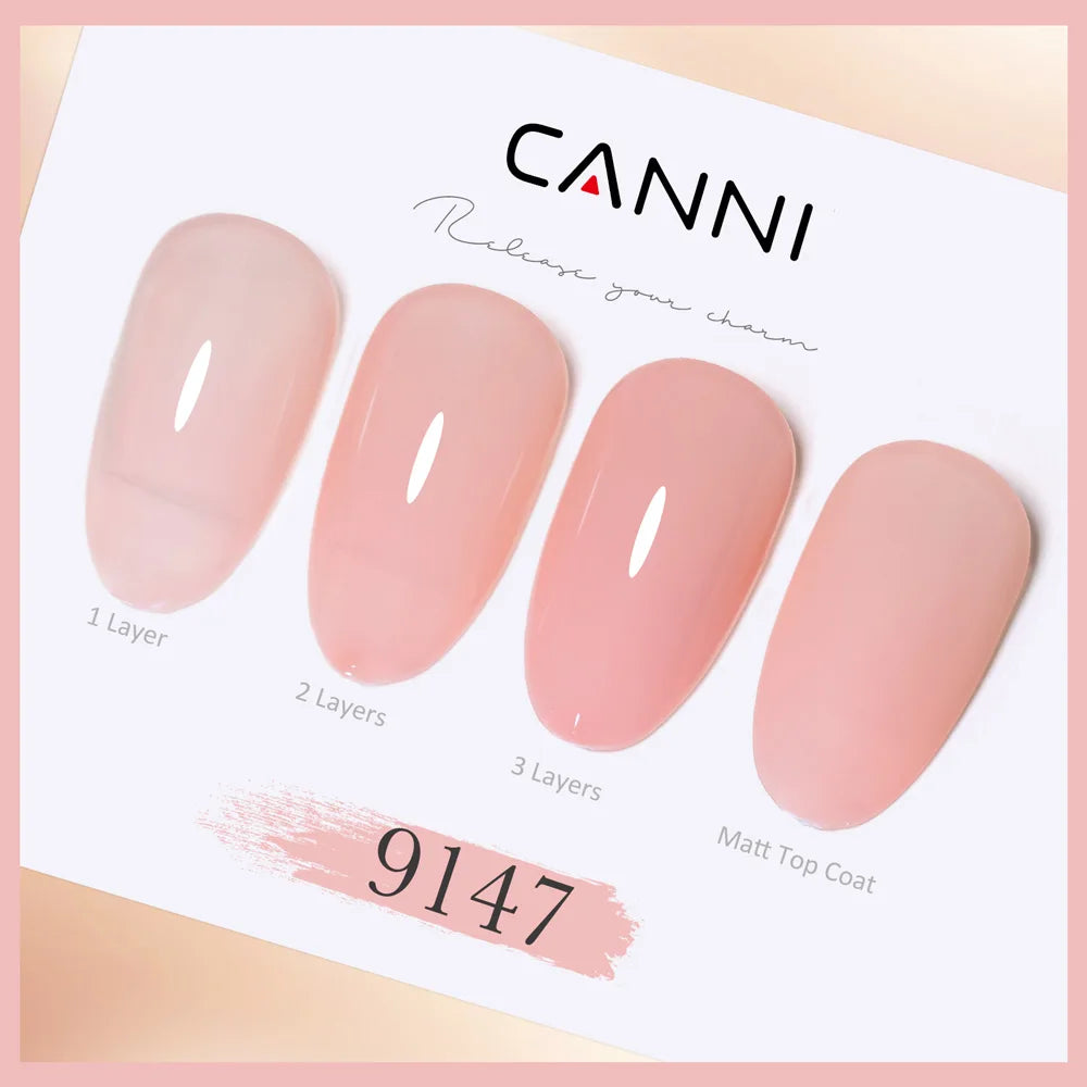 6pcs*9ml CANNI Nail Gel Polish Kit HEMA FREE Jade Jelly Nude Jelly Pink VIP Kit Christmas Gift French Nail Design Natural Color