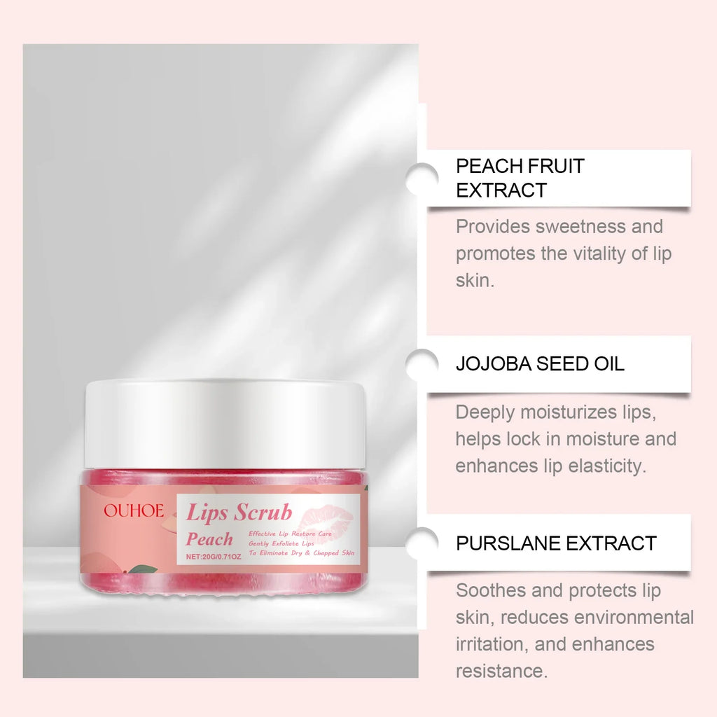 Peach Lip Care Scrub Lip Balm Cream Exfoliating Moisturizing Nourish Skin Repair Fine Lines Dead Skin Smooth Skin Care Hydrating