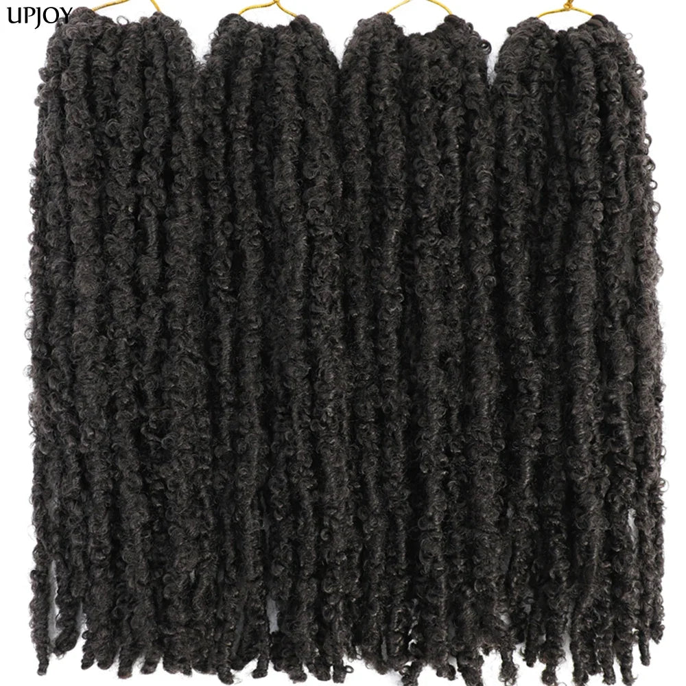 14 12 inch Butterfly Faux Locs Crochet Hair Braids Pre looped Distressed Goddess Butterfly Soft Locs Crochets Braids Cheveux Lok