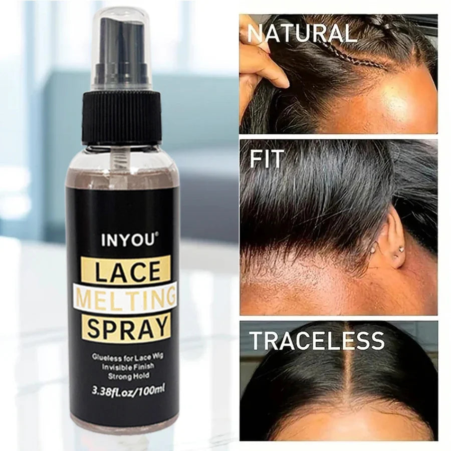 100ML Lace Wig Melting And Holding Spray Strong Natural Finish Wig Adhesive Glue for Lace Front Melt Super Hold Hair Spray