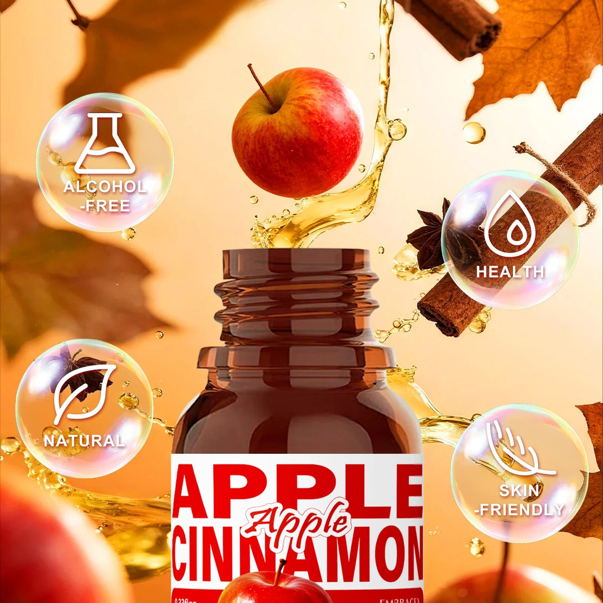 10ml Apple Cinnamon Essential Oil Perfume Aromatherapy Oils Sweet Fragrance Funny Gift For Women Alcohol-Free Skincare Hair Care