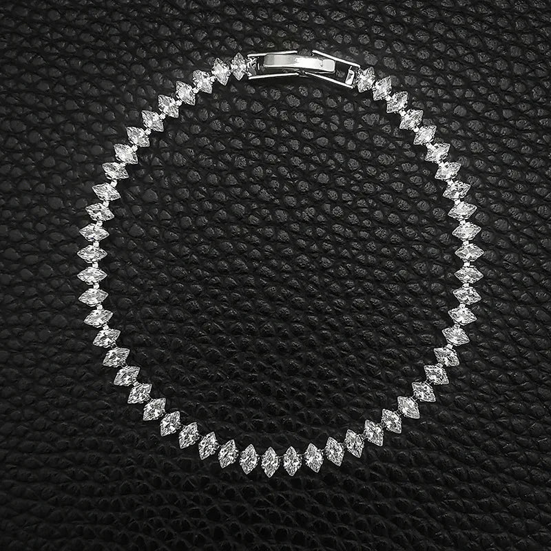 2.5*5mm New Marquise Oval Square Cut Luxury Silver Color on Hand Tennis Bracelet Bangle for Women Party Gift Jewelry