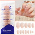 150Pcs Gradient Nude Short Almond Fake Nails XS/S/M Size Glossy Full Cover Press On Nail for Women Daily Wear False Fingertips