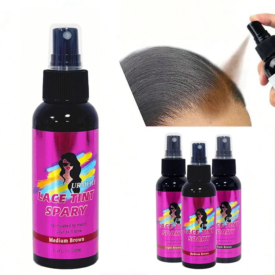 100ML Waterproof Lace Tint Spray Concealer Mousse Melting for Wigs Lace Closure Front Toupees Edge Control Hair Makeup