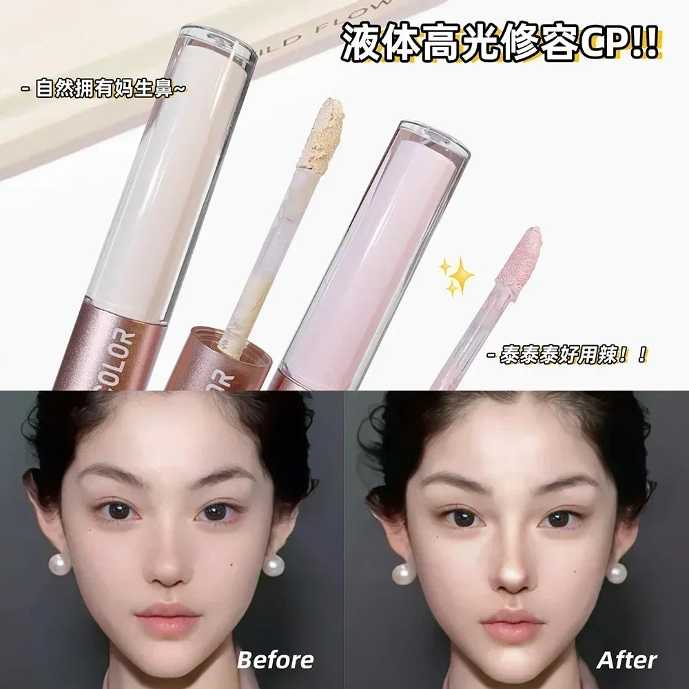 HISYI Dual-End Liquid Highlighter Pen, Skin Brightening & Contouring Stick, Natural Contour, Long-Lasting, Waterproof
